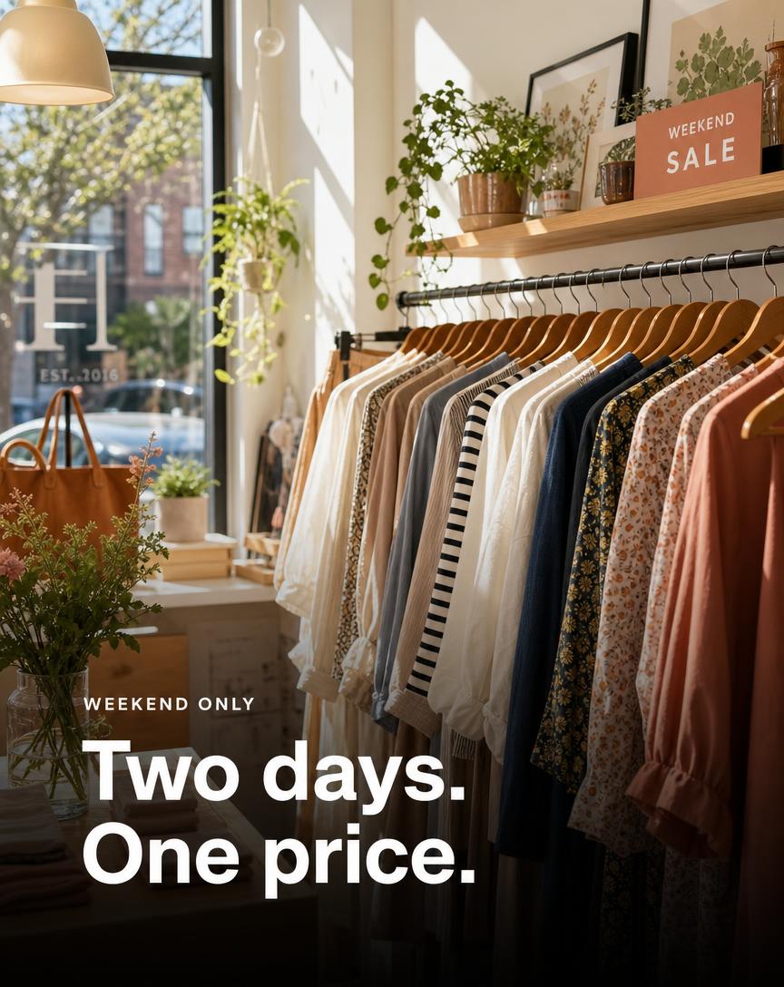 Weekend only: Two days. One price.
